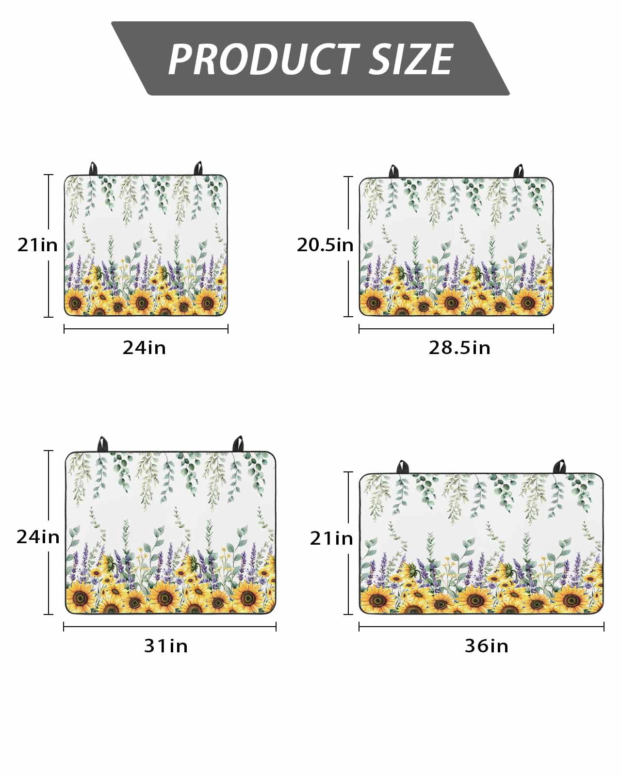 Stove Top Covers for Electric Stove, Eucalyptus Leaves Glass Stovetop Cover Protector, Yellow Sunflower Lavender Farmhouse Induction Cooktop Protector Oven Mat for Kitchen Countertop 24"x21"
