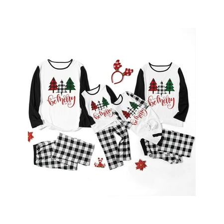 

Hirigin Family Christmas Pajamas Matching Sets Cute Printed Top + Plaid Pants Sleepwear Holiday PJs for Women/Men/Kids/Couples