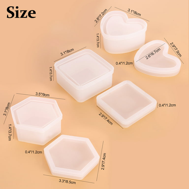 MIANQIONGFENG Resin Molds, Resin Casting Molds, Epoxy Resin Molud,Heart-Shaped Silicone Mold,Square Silicone Mold,Diamond Shaped Silicone Mold,DIY Storage Box Art