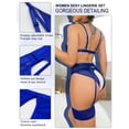 thumbnail image 4 of popiv 4 Piece Garter Lingerie for Women, Sexy Cutout Lingerie, Mesh Matching Lingerie Set,Blue，L, 4 of 8