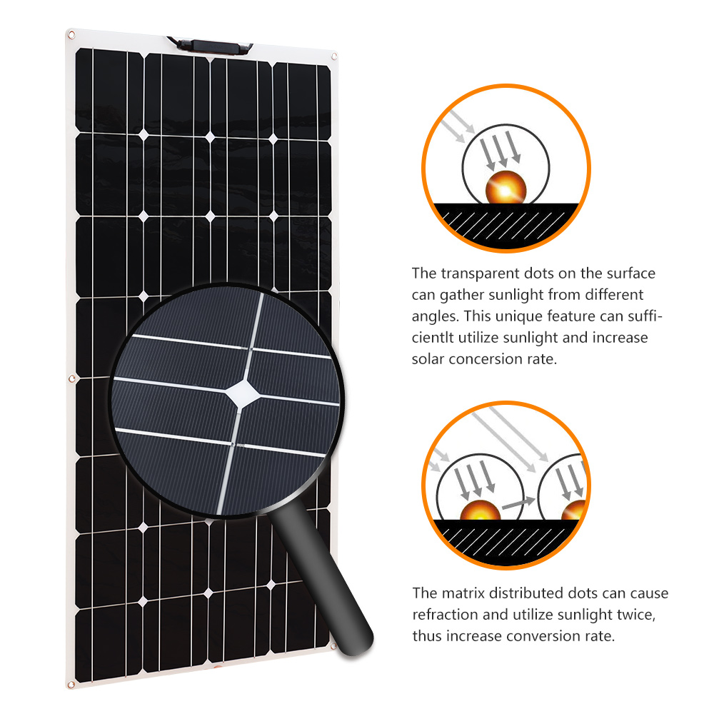 XINPUGUANG 200W Flexible Solar Panel 2X100W Monocrystalline Solar Charging for RV Boat Camping