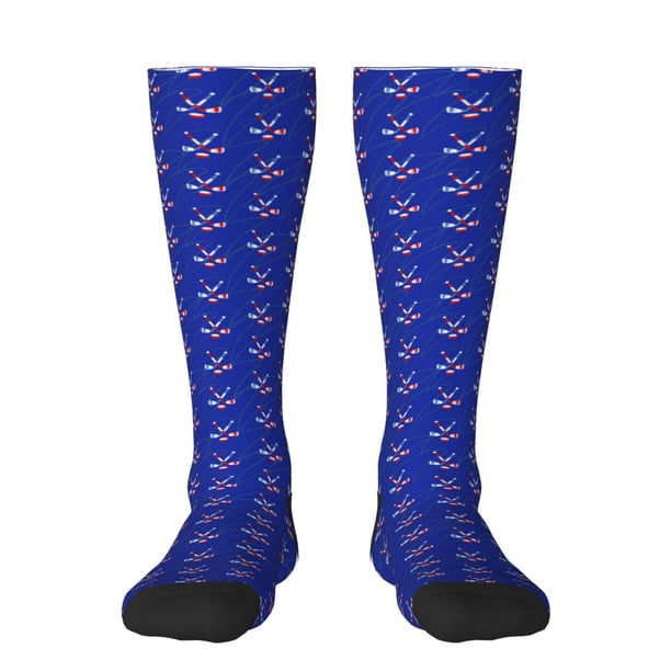 Fotbe Hockey Calcetas Divertidas Estampadas para Hombre y Mujer, Calcetas de Algodón hasta la Rodilla para Caminar, Correr, Enfermería y Embarazo