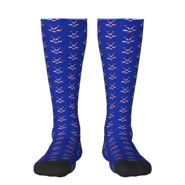 Gaeub Chaussettes de Design Imprimé Hockey Chaussettes Hautes Extensibles pour Hommes Femmes Adolescents, Chaussettes de Softball Soccer pour Randonnée, Sport