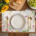 thumbnail image 4 of Pink Purple Flower Placemats Set of 6, Spring Farmhouse Country Floral Leaf Placemats for Dining Table, Place Mats for Kitchen Tabletop, Waterproof Wipeable Dining Table Mats Set, 4 of 9