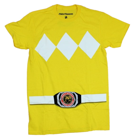 Mighty Morphin Power Rangers Mens T-Shirt - Yellow Ranger Costume (X-Small)