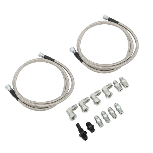 Transmission Cooler Hose, 70in Transmission Cooler Hose Line With Adapters Transmission Cooler Lines Fitting Kit Stainless Steel Flexible Replacement For Cars Trucks