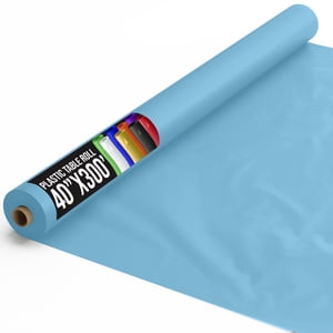 Exquisite Sky Blue Plastic Table Cover Roll, 40" x 300 ft.