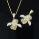 thumbnail image 5 of Collar Dinero Diamantes Torsal HipHop Alas Acero Inoxidable dorado 60 cm, 5 of 8