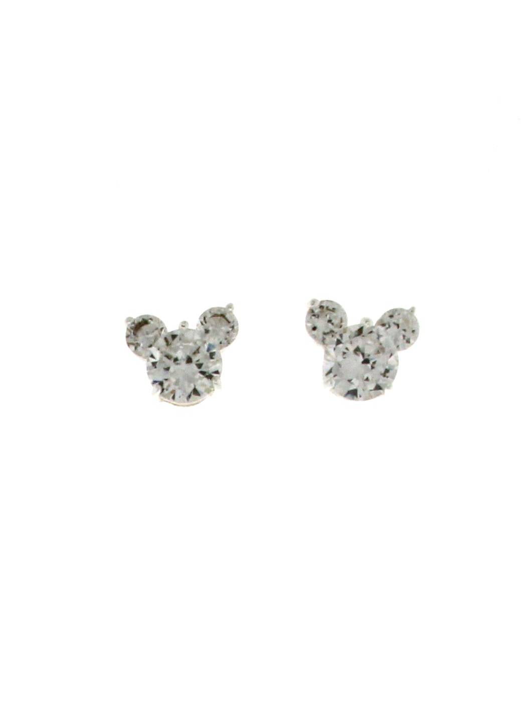 Disney - Mickey Mouse Cubic Zirconia Stud Head Earrings Silver Plated ...