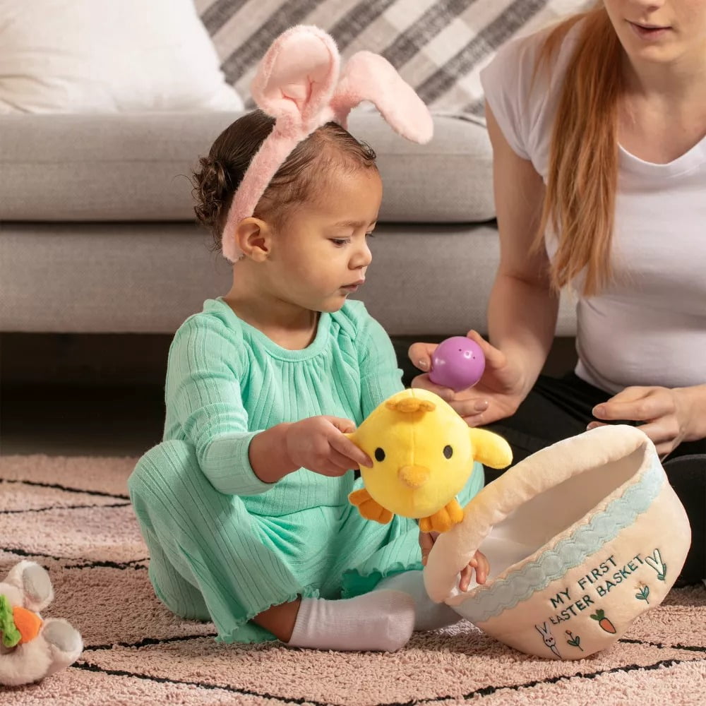 Sperric Easter Plush and Teether Baby Playset -Squeaky Bunny, Chicken, Easter Egg, Plush Toys & Silicone Teethers - Perfect Gift for Newborns & Babies