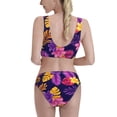 thumbnail image 3 of Picia Purple Flower Women's High Waisted Bikini Scoop Neck Swimsuit Two Pieces Bathing Suit-XX-Large, 3 of 8