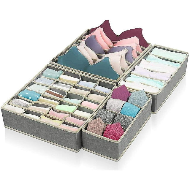 Boîte de Rangement pour sous-Vêtements, Boîte de Tri, Organisateur de Garde-Robe, Système de Commande pour Tiroirs, Organisateur de Soutien-Gorge Pliable, Boîte de Commande, Boîte Pliable, Boîte en Tissu pour B