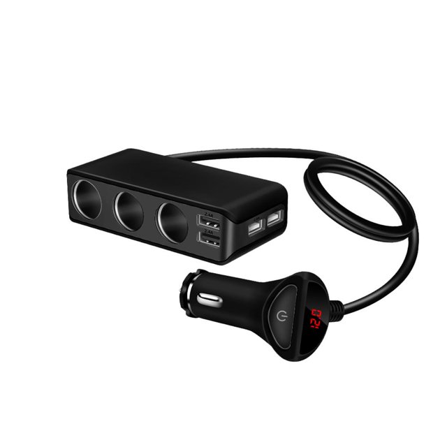 Scienceny 6.8A 4 puertos USB de coche con 3 enchufes para encendedor de cigarrillos 120W Soporte de alimentación Voltímetro de pantalla para Vehículos, repuestos y accesorios Mis Scienceny VI007351-00