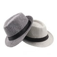 thumbnail image 4 of AYYUFE Sombrero Fedora de Fieltro de Ala Ancha, Gorra Panamá, Sombrero Canotier para el Sol en la Playa de Verano, 4 of 7