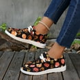 thumbnail image 5 of Halloween Pumpkin Fashion Sneakers for Women Wide Feet Skeleton Lace up Penny Loafers Casual Canvas Walking Flat Shoes, 5 of 8