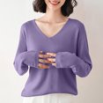 thumbnail image 2 of Ahuyic Womens Long Sleeved Blouse V-Neck Fall/Winter Warm Tops For Women, Womens Solid Color Knitwear Long Sleeved Blouses V-Neck Fashionable Casual,M, 2 of 5