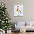 thumbnail image 2 of Festive Flamingo Christmas Lights Wreath Striped Stockings Coastal Painting Gallery-Wrapped Canvas Print Wall Art, 2 of 7