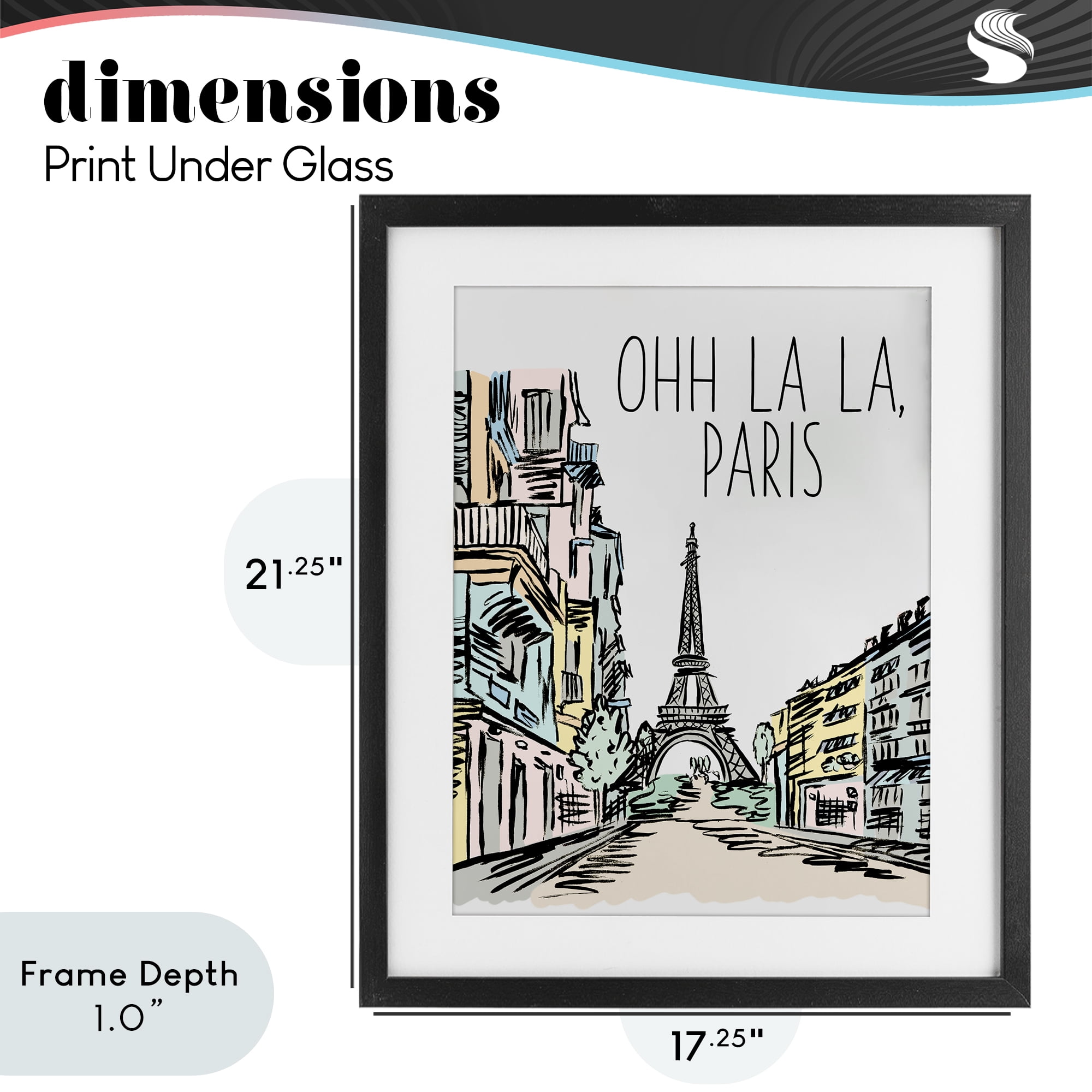 Stupell Industries Ohh La La Paris Black Framed Print Under Glass, design by Elizabeth Medley