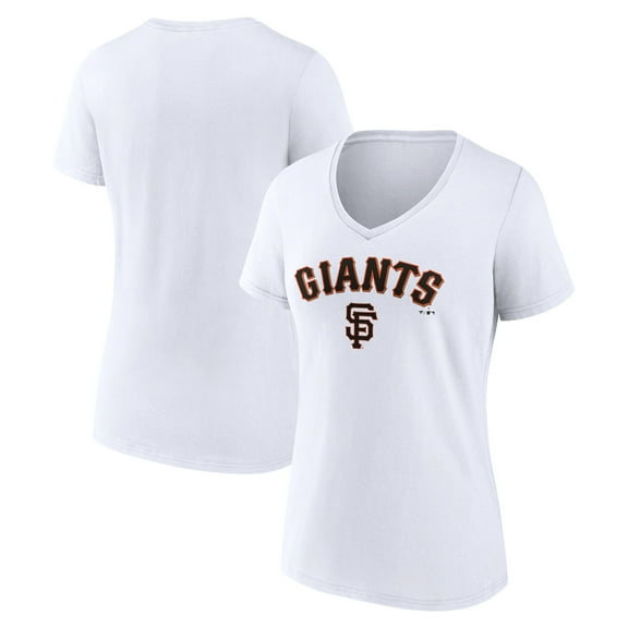 Women's White San Francisco Giants Team Lockup V-Neck T-Shirt