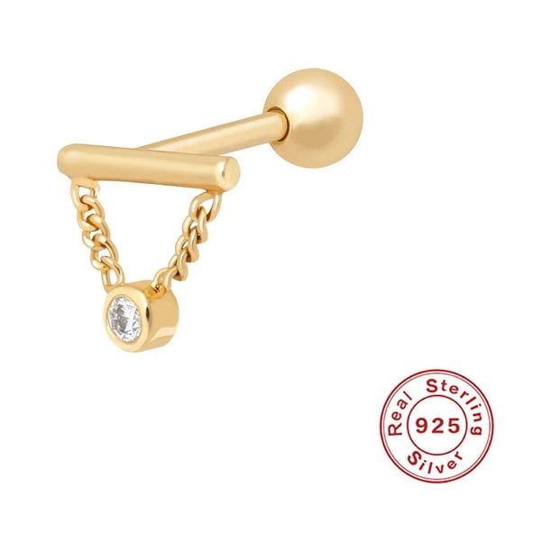 Pendientes de plata de ley 925 antialérgicos con diseño de hip hop para mujeres y hombres, con diseño de hueso de oreja y clavos, de estilo europeo y americano