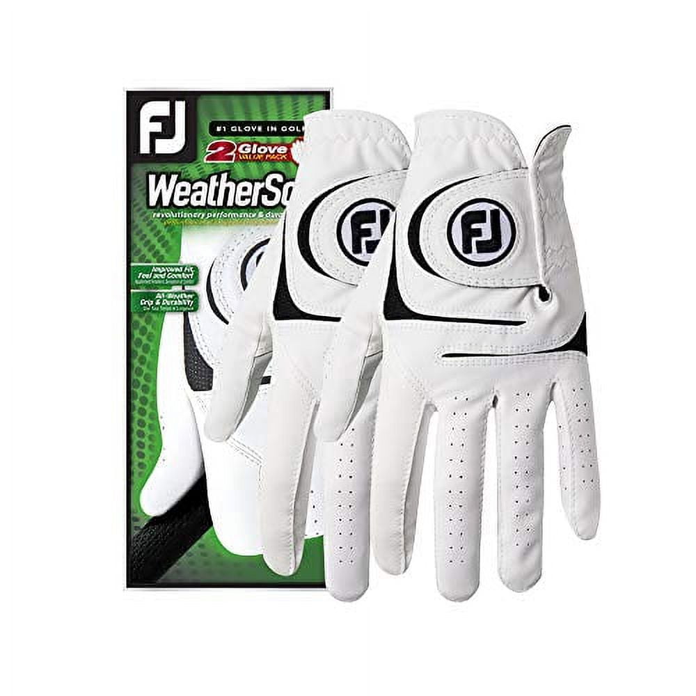 FootJoy Men s WeatherSof 2 Pack Golf Glove White Large Worn On Left Hand