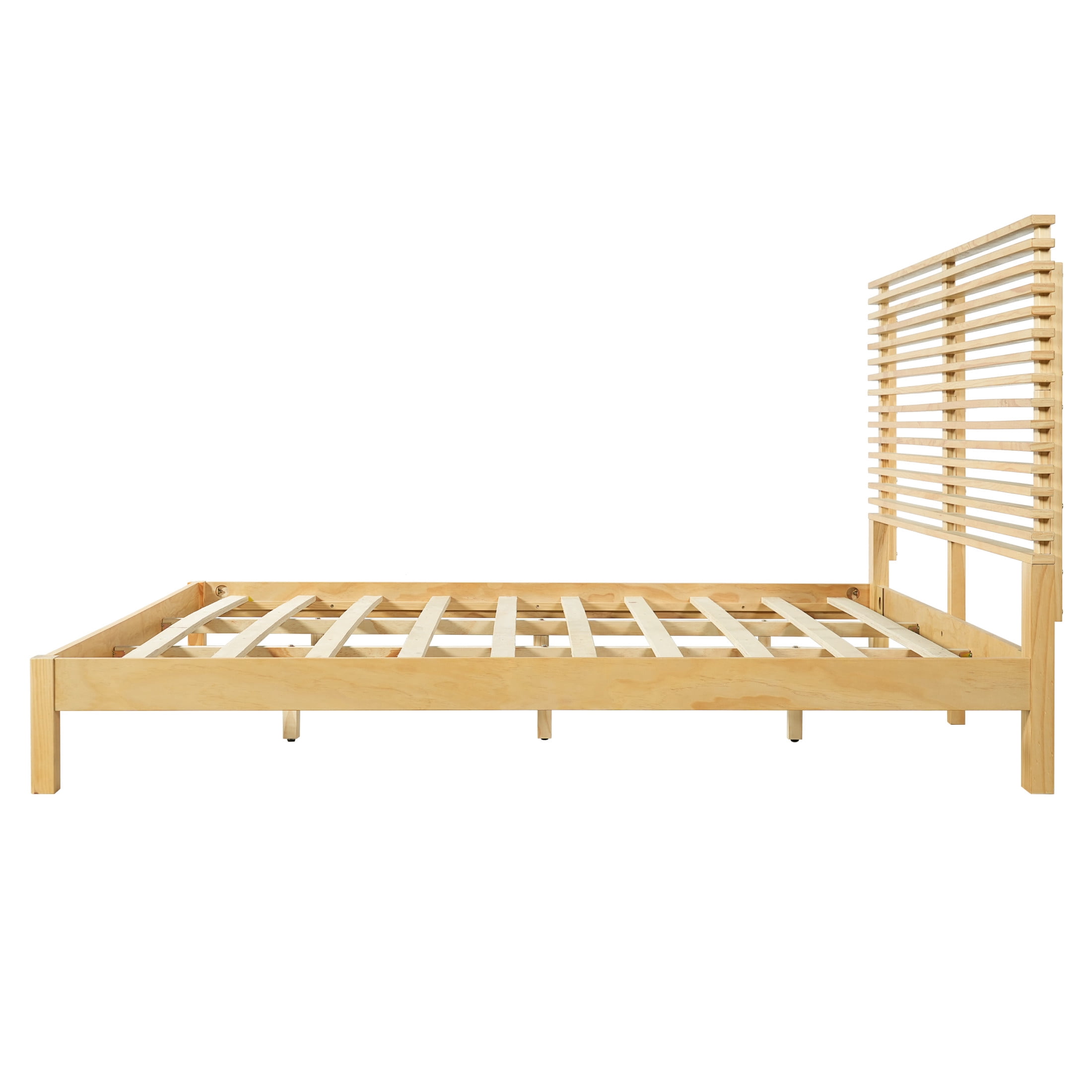 Christopher Knight Home King Wood Bed Frame with 2 Nightstands, Slatted Headboard Design, Natural