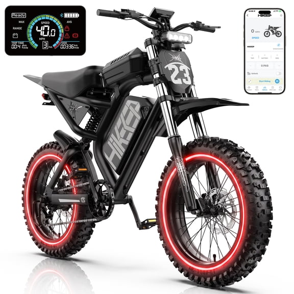 HiKeep 1500 3000W Electric Bike for Adults, Off-Road Ebike, 52V 40Ah UL 2849 Battery, 20x4 Fat Tire Dirt E-Bike, Full Suspension, Max 40 mph