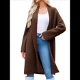 thumbnail image 2 of Cárdigan para Mujer, Grueso, Abierto, de Punto Holgado, de Gran Tamaño, para Otoño, Moderno, para Abrigo Marrón M, 2 of 7