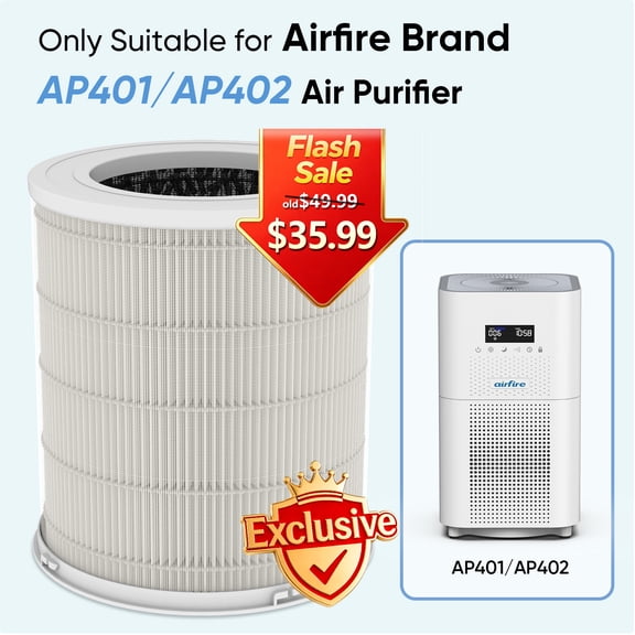 Replacement H13 HEPA Air Purifier Filter only for AP401 & AP402 CADR 400  m³/h Air Purifier , Activated Carbon, Original