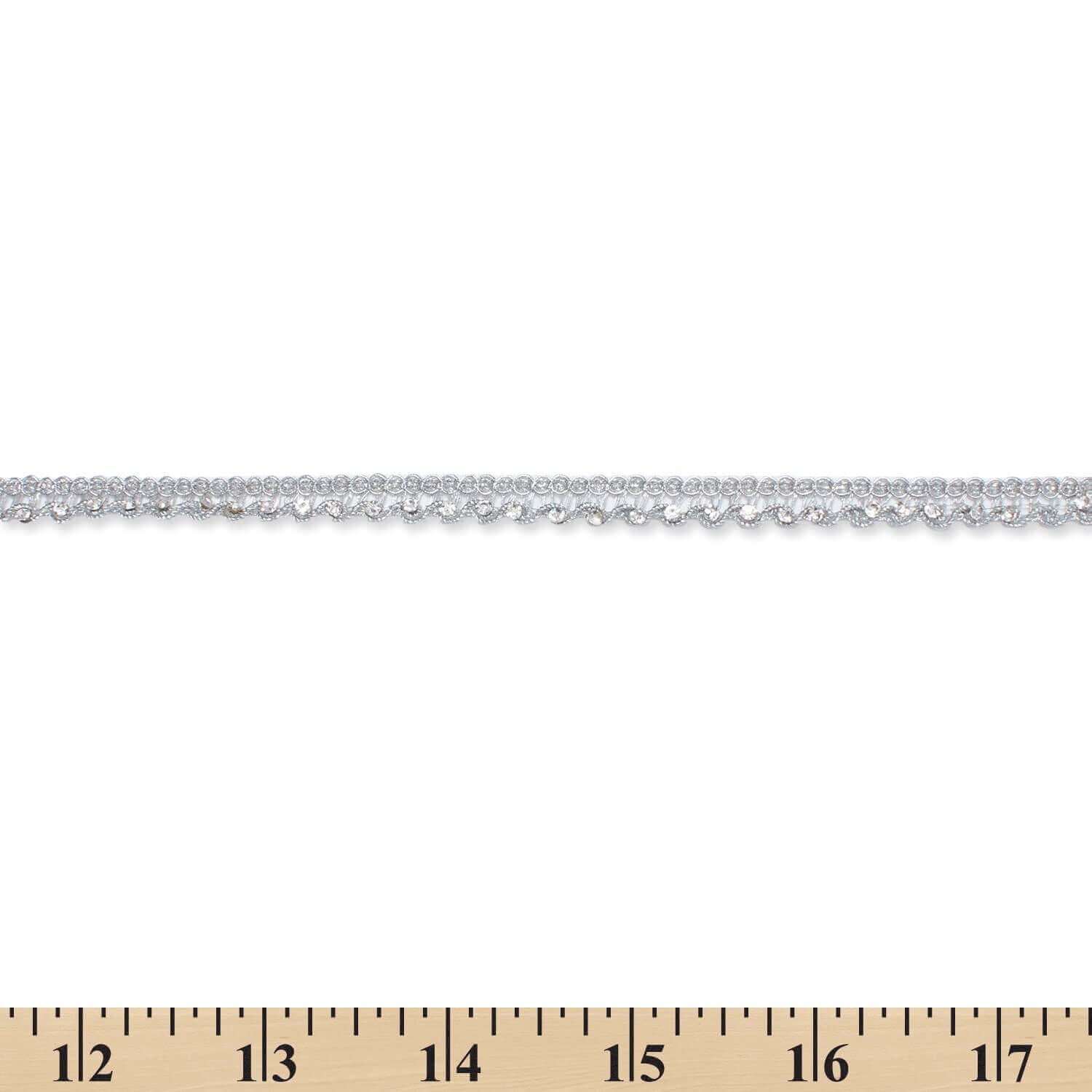 1/2 Inch Glitter Rhinestone Metallic Corded Lace Trim For Sewing, Crafts, Decor, & Upholstery - Silver 1 Pack (9.8 Yards / 9 Meters)