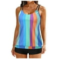 thumbnail image 2 of Traje de baño de dos piezas para mujer, trajes de baño para mujer, traje de baño de dos piezas con espalda de tirantes y estampado conservador para mujer, vestido de baño para mujer, 2 of 7
