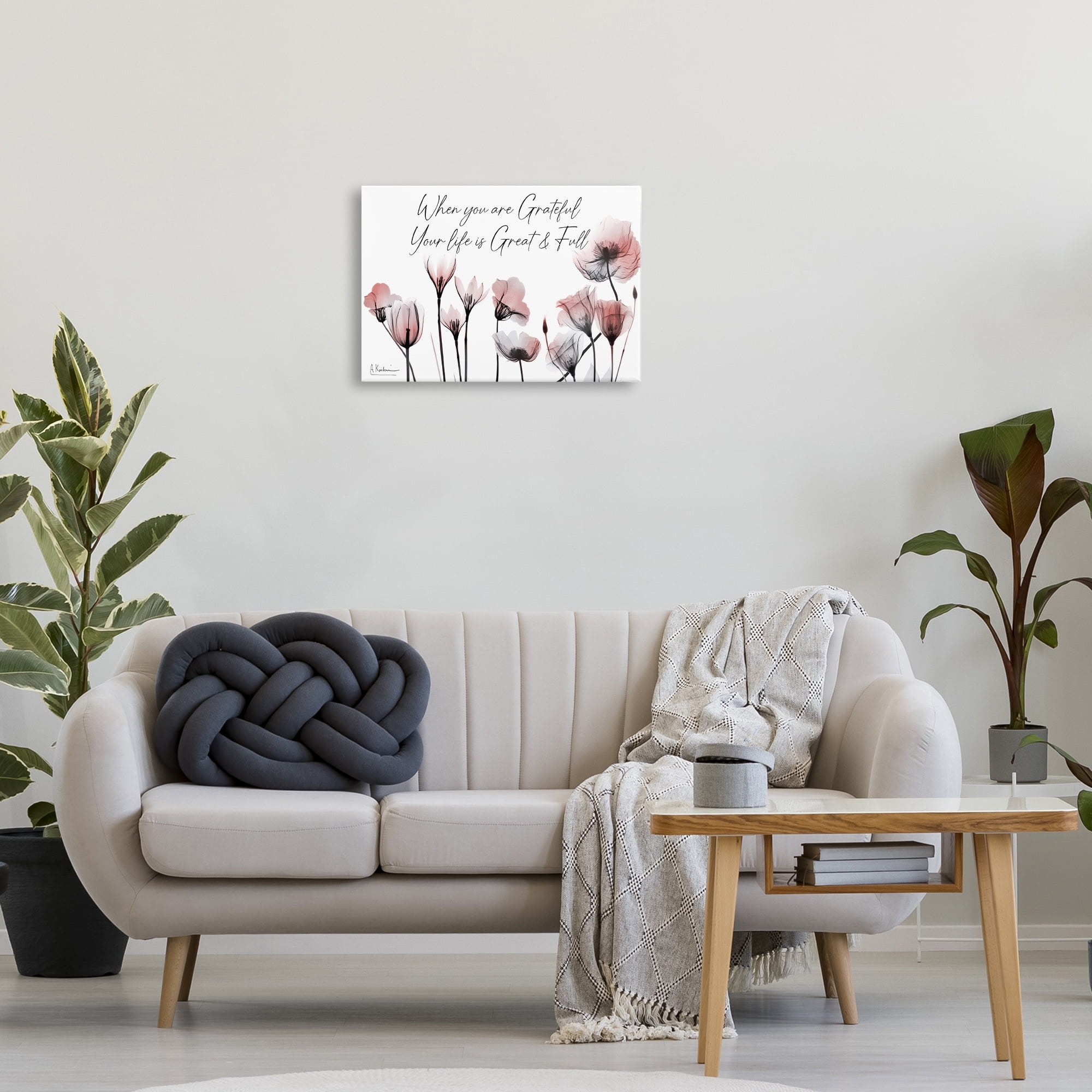 Stupell Industries Grateful Faith Floral Religious Painting Gallery Wrapped Canvas Art Print Wall Art, 24 x 16