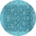 thumbnail image 1 of Ahgly Company Indoor Round Oriental Light Blue Industrial Area Rugs, 4' Round, 1 of 4