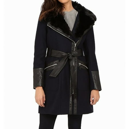Via Spiga Leather Coat - Via Spiga Women's Belted Faux-Fur Jacket Wool