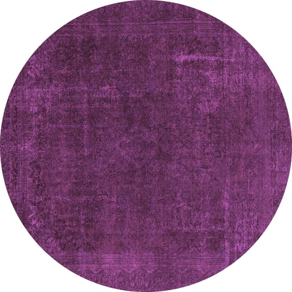 Ahgly Company Indoor Round Abstract Purple Modern Area Rugs, 6' Round