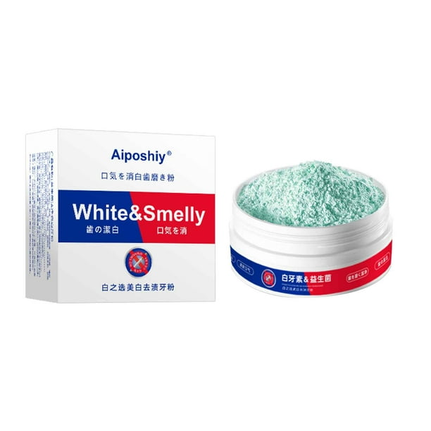 Polvo blanqueador de dientes, polvo probiótico para limpieza dental, menta blanqueadora, limpia profundamente las manchas y refresca el aliento, 50 g