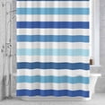 thumbnail image 3 of Ombre Blue White Striped Shower Curtain for Bathroom Decor, Modern Minimalist Abstract Lines Waterproof Fabric Shower Curtain, 36"x72" Set with 12 Hooks, 3 of 9