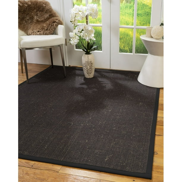 Natural Area Rugs Vida Custom Wool Sisal Rug 5 X 7 Black Border Walmart Com Walmart Com