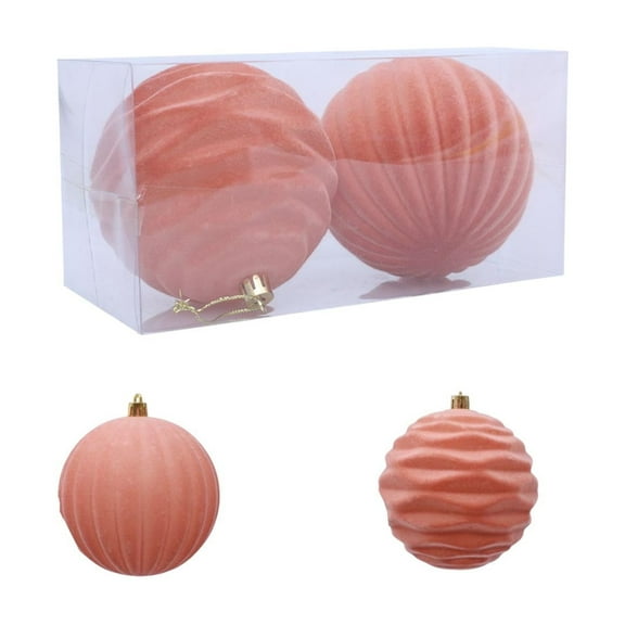 HBBKVI Set of 2 Christmas Ball Ornaments, 4" Large Orange Flocked Christmas Balls, Christmas Tree Decorations Holiday Ornaments