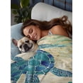 thumbnail image 3 of Teal Sea Turtle Coastal Flat Sheet Only Twin Size, Soft Breathable Bed Top Sheets for Mattress, Vintage Summer Beach Seaweed Luxury Bedding Flat Sheets for Home Hotel Bedroom Bed Protection, 3 of 9