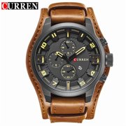 EXPLOJOY Men's Luxury Quartz Watch – Leather Strap, Sport Style, Date Display