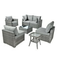 thumbnail image 2 of Ovios 7 Pieces Patio Glider Chair Set Outdoor Swivel Rocking Chairs with Side Table,Dark Gray, 2 of 7