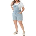 thumbnail image 2 of DARING DIVA Women's Plus Size Jumpsuit Roll Hem Pocket Denim Overalls 3X Light Blue, 2 of 6