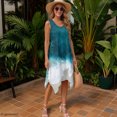 thumbnail image 3 of HELLHERO Ladies Irregular Hem Casual Dress, Ocean Wave Sleeveless Summer Sleeveless Dress, With Side Pockets Round Neck Sleeveless Sundress for Business Casual, 3 of 8