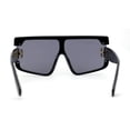 thumbnail image 3 of Womens 80s Funky Oversize Flat Top Plastic Shield Sunglasses All Black, 3 of 4