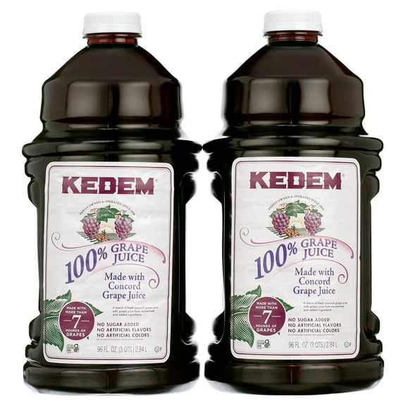 Kedem Concord Grape Juice, 100% Juice, 96 oz 2 Pack No Sugar Added, No Artificial Flavors or Colors