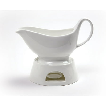Spode Sauce Boat - Norpro Porcelain Gravy Sauce Boat with Stand and Candle