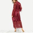 thumbnail image 6 of TrendVibe365 Robes for Women Bathrobe Long Robes Satin Silk Belts Lace Embroidery Shawl Collar V Neck Long Sleeve Pajamas Vacation Travel Ladies 2025 Spring Basic Sleepwear Pj Lounge Set Red L, 6 of 8