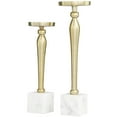 thumbnail image 6 of DecMode 2 Candle Gold Aluminum Metal Slim Candle Holder with White Marble Base, Set of 2, 6 of 8
