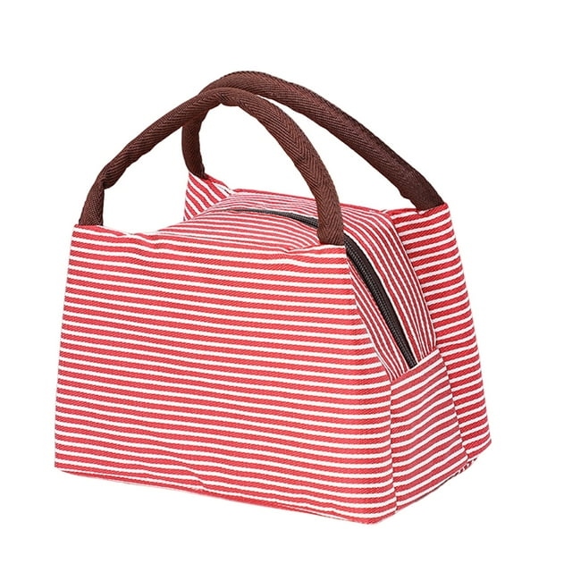 Sac Bento Portable pour Conservation des Aliments, Lunch Thermique pour le Travail et l'École avec Motif à Rayures, Sac Thermique Isolé pour Repas et Fraîcheur